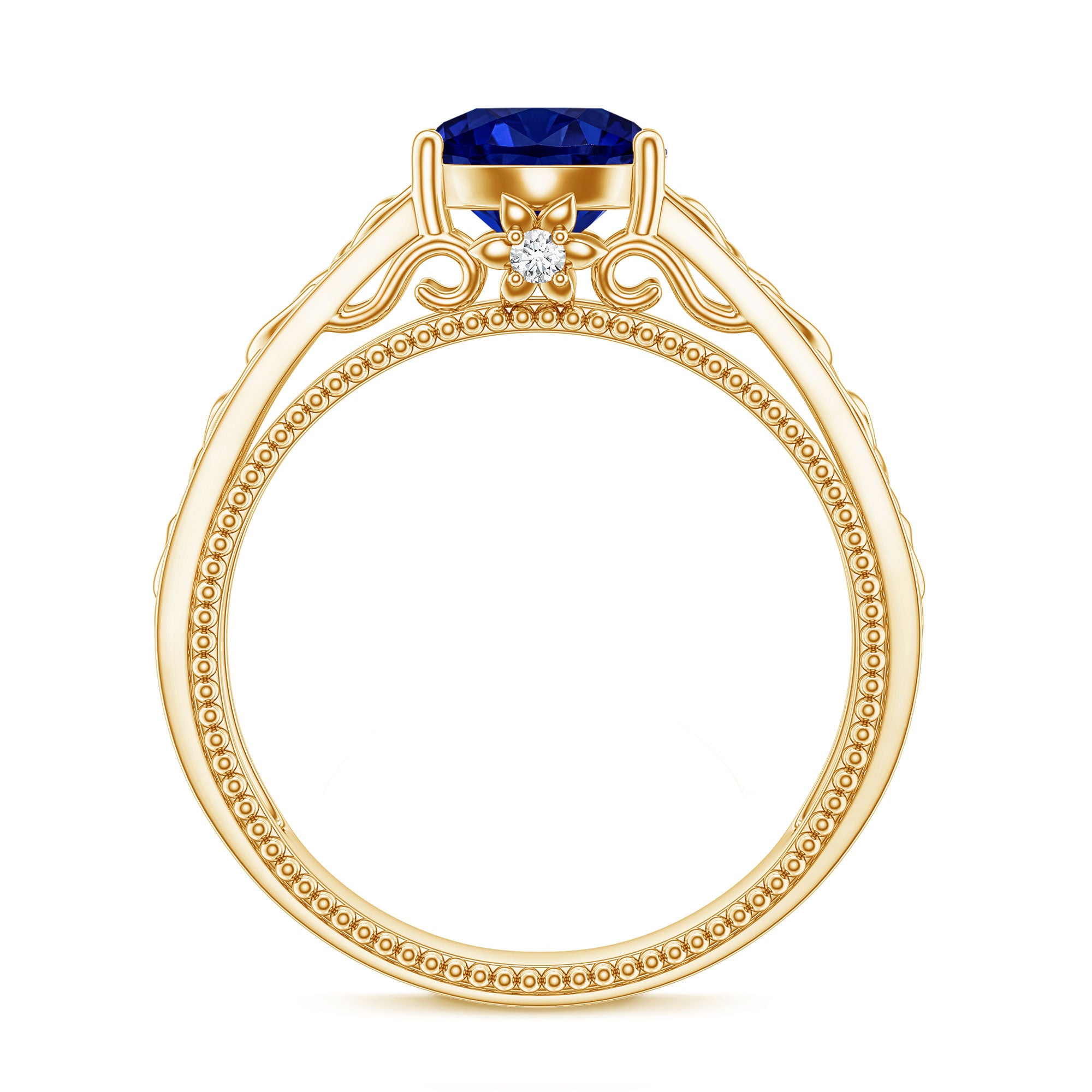 Certified 2.7 Carat Lab Grown Blue Sapphire Celtic Engagement Ring with Surprise Diamond AAAA - Rosec Jewels
