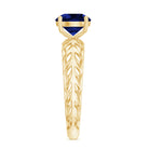 AAAA Quality Lab Created Blue Sapphire Solitaire Ring with Filigree Shank AAAA - Rosec Jewels