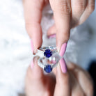 Certified 2.7 Carat Lab Grown Blue Sapphire Solitaire Engagement Ring with Diamond AAAA - Rosec Jewels