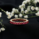 3 Carat Lab Created Ruby Heart Eternity Band Ring AAAA - Rosec Jewels