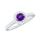 Rosec Jewels-Real Amethyst Promise Ring with Diamond Halo