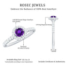 Rosec Jewels-Real Amethyst Promise Ring with Diamond Halo