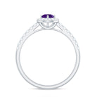 Rosec Jewels-Real Amethyst Promise Ring with Diamond Halo