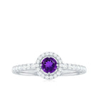 Rosec Jewels-Real Amethyst Promise Ring with Diamond Halo