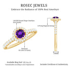 Rosec Jewels-Real Amethyst Promise Ring with Diamond Halo