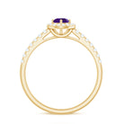 Rosec Jewels-Real Amethyst Promise Ring with Diamond Halo