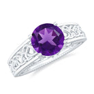 Rosec Jewels-Vintage Looking 1.2 Carat Amethyst Celtic Engagement Ring with Surprise Diamond