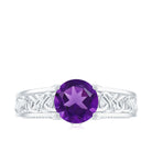 Rosec Jewels-Vintage Looking 1.2 Carat Amethyst Celtic Engagement Ring with Surprise Diamond