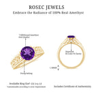 Rosec Jewels-Vintage Looking 1.2 Carat Amethyst Celtic Engagement Ring with Surprise Diamond