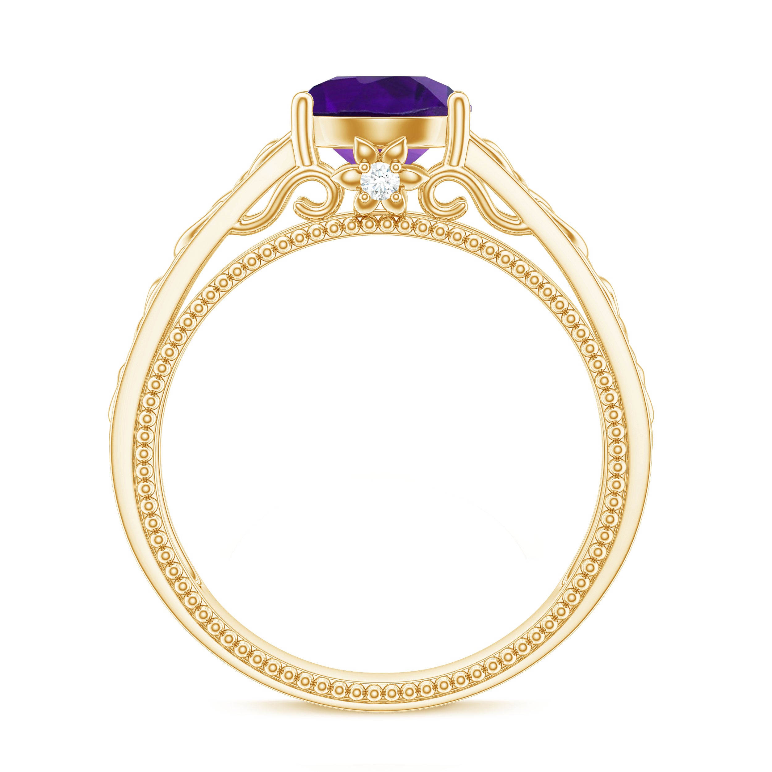 Rosec Jewels-Vintage Looking 1.2 Carat Amethyst Celtic Engagement Ring with Surprise Diamond
