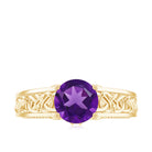Rosec Jewels-Vintage Looking 1.2 Carat Amethyst Celtic Engagement Ring with Surprise Diamond