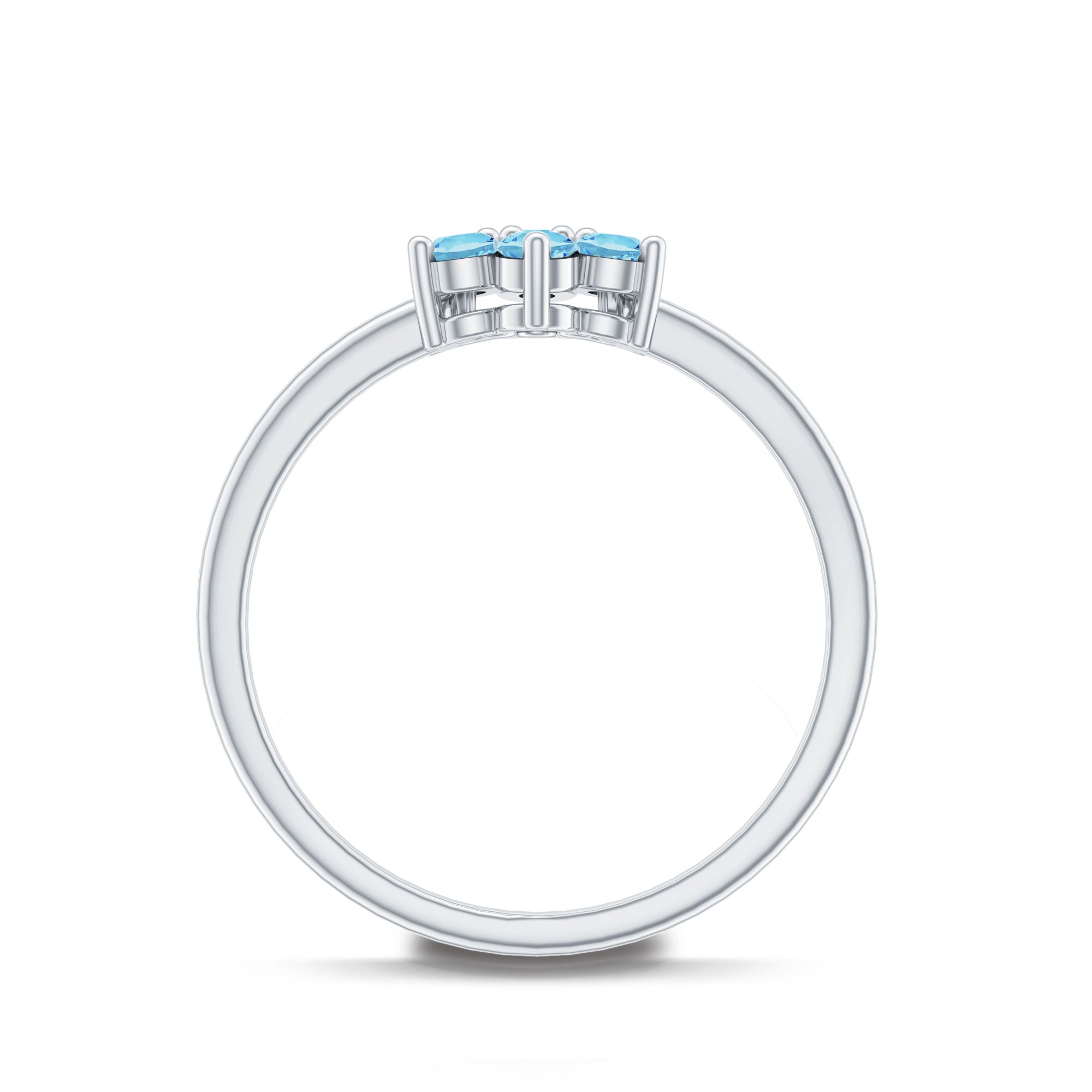 Real Aquamarine Flower Cluster Ring for Women AAA - Rosec Jewels