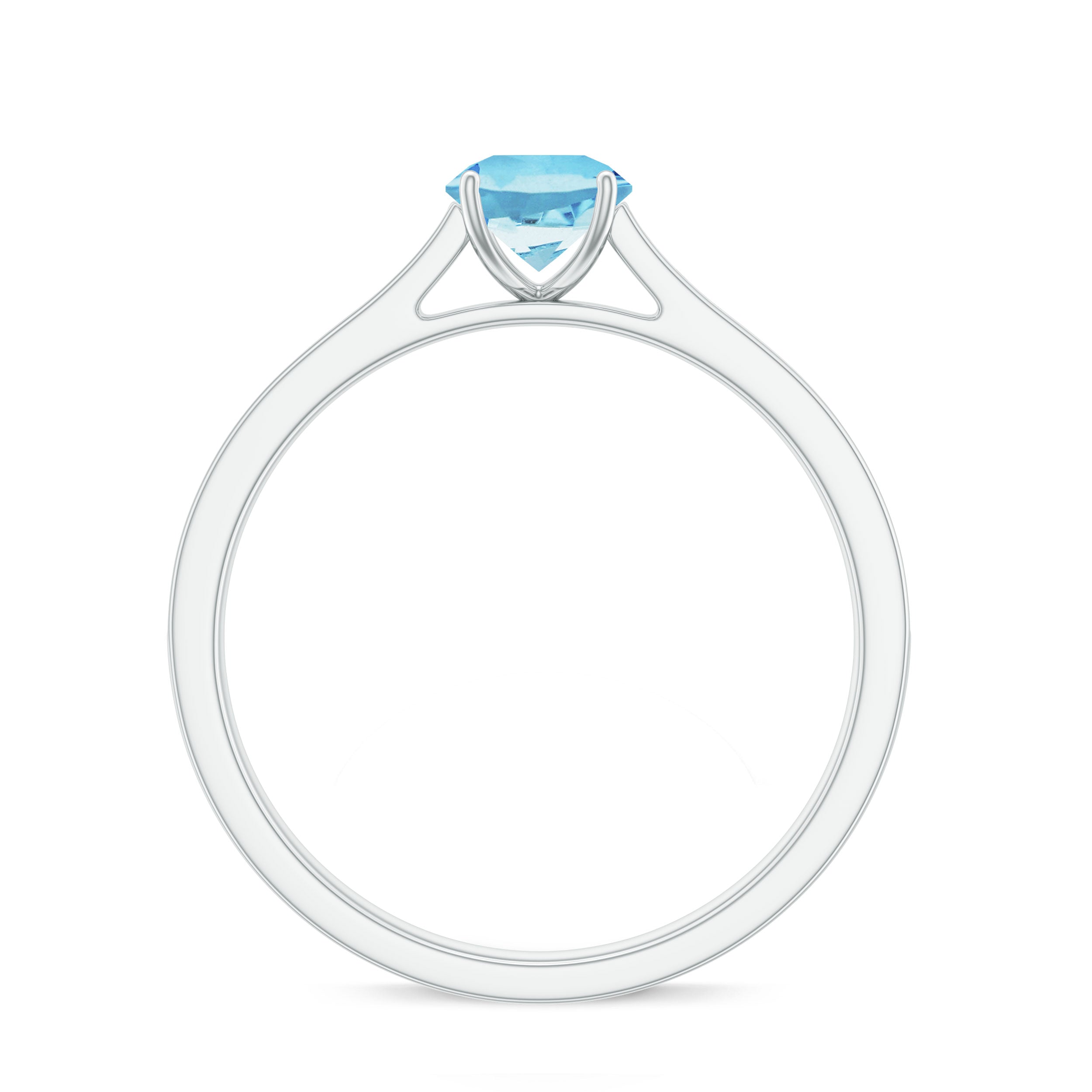 Certified Real Aquamarine Solitaire Ring with Diamond Side Stones AAA - Rosec Jewels