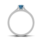 5mm London Blue Topaz Classic Engagement Ring with Diamond Wedding band AAA - Rosec Jewels