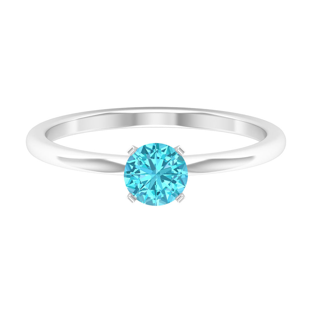 1/2 CT Solitaire Swiss Blue Topaz Ring for Her Swiss Blue Topaz - ( AAA ) - Quality - Rosec Jewels