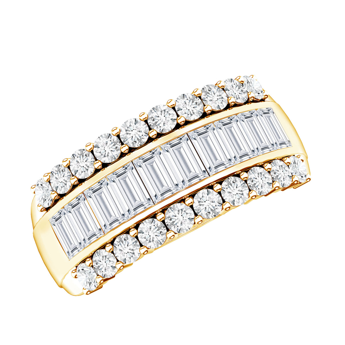 Certified Moissanite Wide Wedding Band Ring D-VS1 - Rosec Jewels