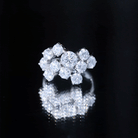 Certified Moissanite Cluster Statement Ring in Silver D-VS1 14K Yellow Gold Plated Silver - Rosec Jewels