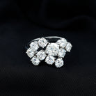 Certified Moissanite Cluster Statement Ring in Silver D-VS1 92.5 Sterling Silver - Rosec Jewels