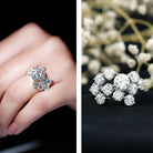 Certified Moissanite Cluster Statement Ring in Silver D-VS1 92.5 Sterling Silver - Rosec Jewels