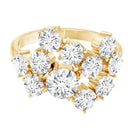 Certified Moissanite Cluster Statement Ring in Silver D-VS1 14K Yellow Gold Plated Silver - Rosec Jewels