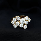 Certified Moissanite Cluster Statement Ring in Silver D-VS1 14K Yellow Gold Plated Silver - Rosec Jewels