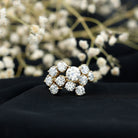 Certified Moissanite Cluster Statement Ring in Silver D-VS1 14K Yellow Gold Plated Silver - Rosec Jewels