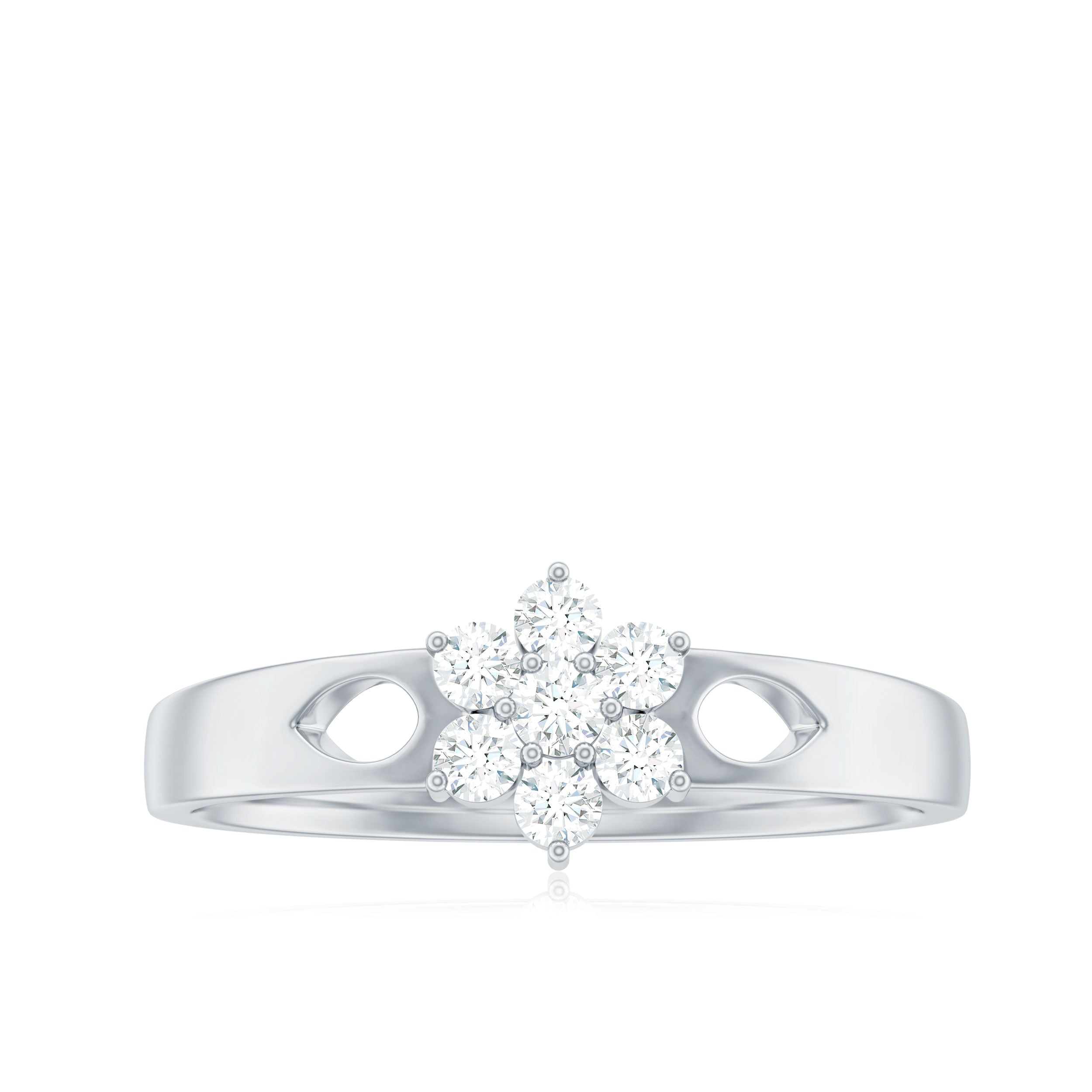 Rosec Jewels-Nature Inspired Diamond Flower Promise Ring for Proposal