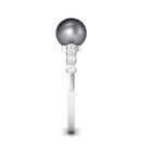 Designer Tahitian Pearl Solitaire Engagement Ring with Diamond AAA - Rosec Jewels