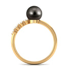 Designer Tahitian Pearl Solitaire Engagement Ring with Diamond AAA - Rosec Jewels