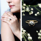 Rosec Jewels-Handpicked Genuine Black Tahitian Pearl Engagement Ring
