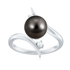 Rosec Jewels-Tahitian Black Pearl Bypass Engagement Ring with Diamond