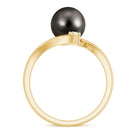 Rosec Jewels-Tahitian Black Pearl Bypass Engagement Ring with Diamond