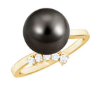 7.75 CT Designer Tahitian Pearl Solitaire Ring with Diamond AAA - Rosec Jewels