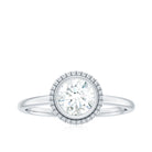 6mm Round Moissanite Solitaire Engagement Ring in Bezel Setting D-VS1 - Rosec Jewels