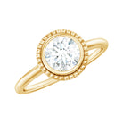 6mm Round Moissanite Solitaire Engagement Ring in Bezel Setting D-VS1 - Rosec Jewels