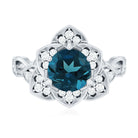 Rosec Jewels-London Blue Topaz and Diamond Cocktail Flower Engagement Ring