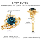 Rosec Jewels-London Blue Topaz and Diamond Cocktail Flower Engagement Ring