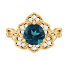 Rosec Jewels-London Blue Topaz and Diamond Cocktail Flower Engagement Ring