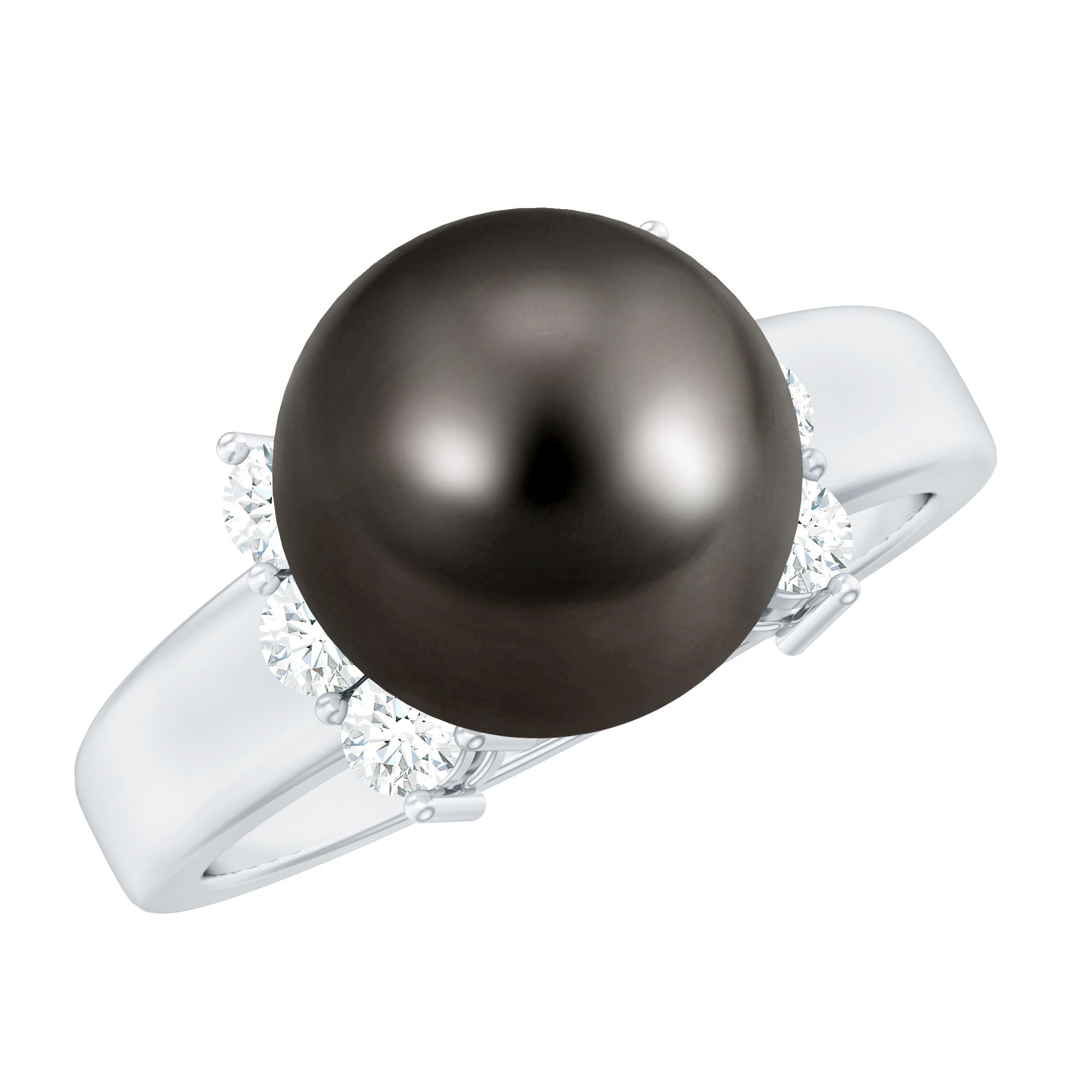 7.50 Carat Real Tahitian Black Pearl Solitaire Engagement Ring AAA - Rosec Jewels
