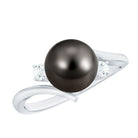 Natural Tahitian Black Pearl Diamond Vintage Engagement Ring AAA - Rosec Jewels