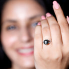 Natural Tahitian Black Pearl Diamond Vintage Engagement Ring AAA - Rosec Jewels