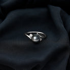 Natural Tahitian Black Pearl Diamond Vintage Engagement Ring AAA - Rosec Jewels