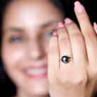 Natural Tahitian Black Pearl Diamond Vintage Engagement Ring AAA - Rosec Jewels