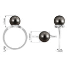 7.5 Carat Solitaire Tahitian Pearl Bypass Engagement Ring with Diamond AAA - Rosec Jewels