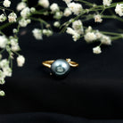 7.5 Carat Solitaire Tahitian Pearl Bypass Engagement Ring with Diamond AAA - Rosec Jewels