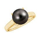 7.75 CT Classic Tahitian Pearl Solitaire Ring with Surprise Diamond AAA - Rosec Jewels