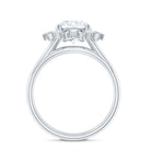 Round Cut Solitaire Zircon Gold Flower Engagement Ring in Split Shank AAAA - Rosec Jewels