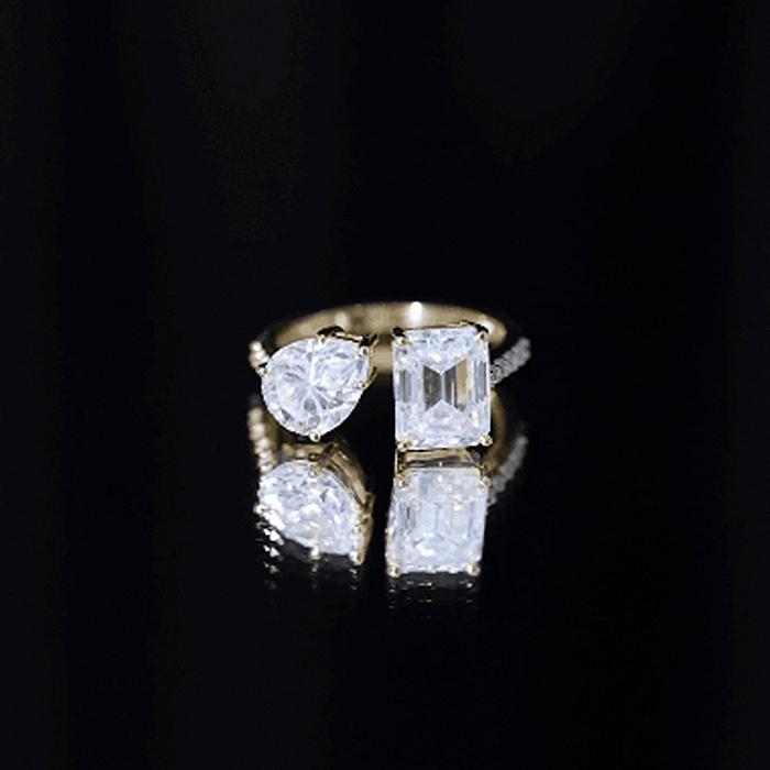 Rosec Jewels-Toi Et Moi Moissanite Engagement Ring for Women