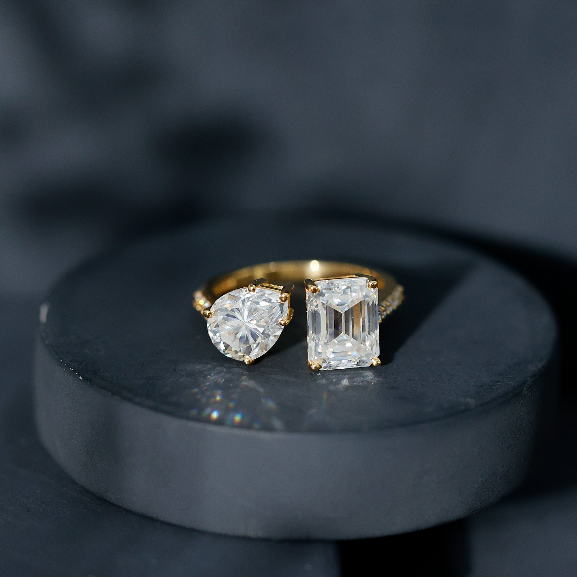 Rosec Jewels-Toi Et Moi Moissanite Engagement Ring for Women