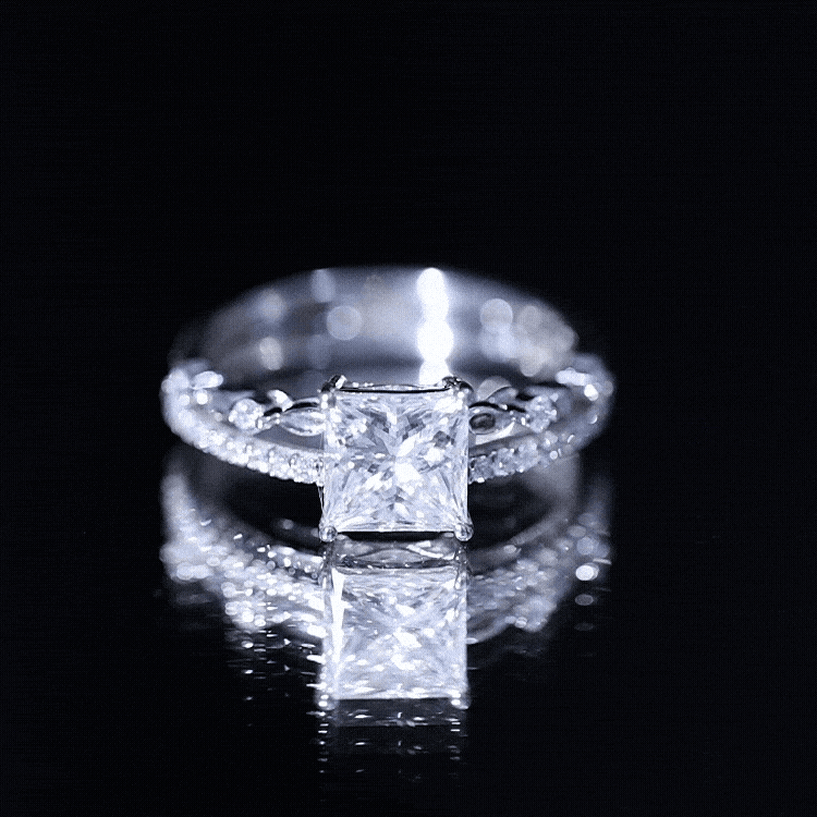 Rosec Jewels-Moissanite Square Cut Engagement Ring With Certificate